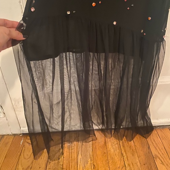 Cynthia Rowley multi color rhinestone embellished black chiffon dress - Picture 6 of 9